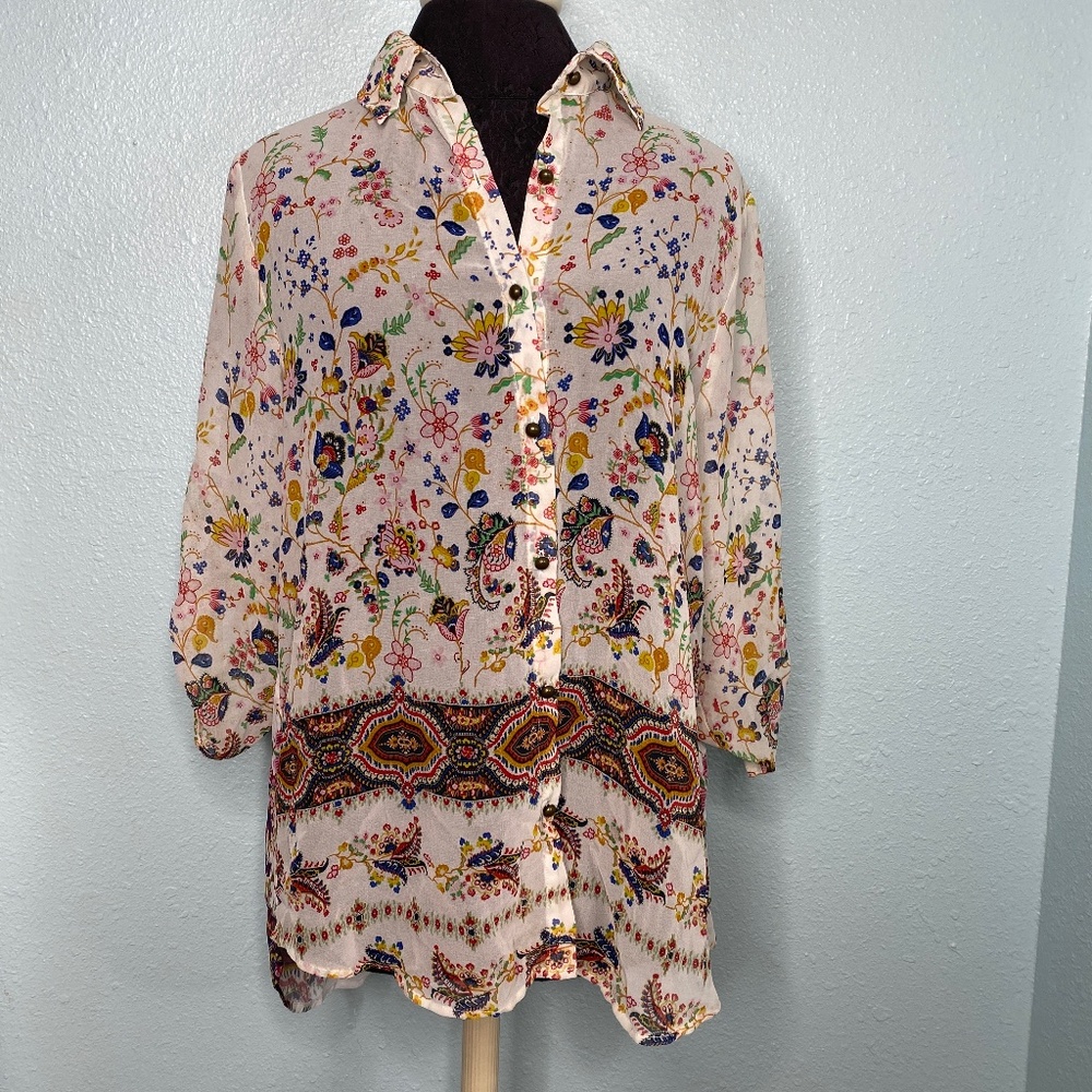 Energe White Floral Blouse
